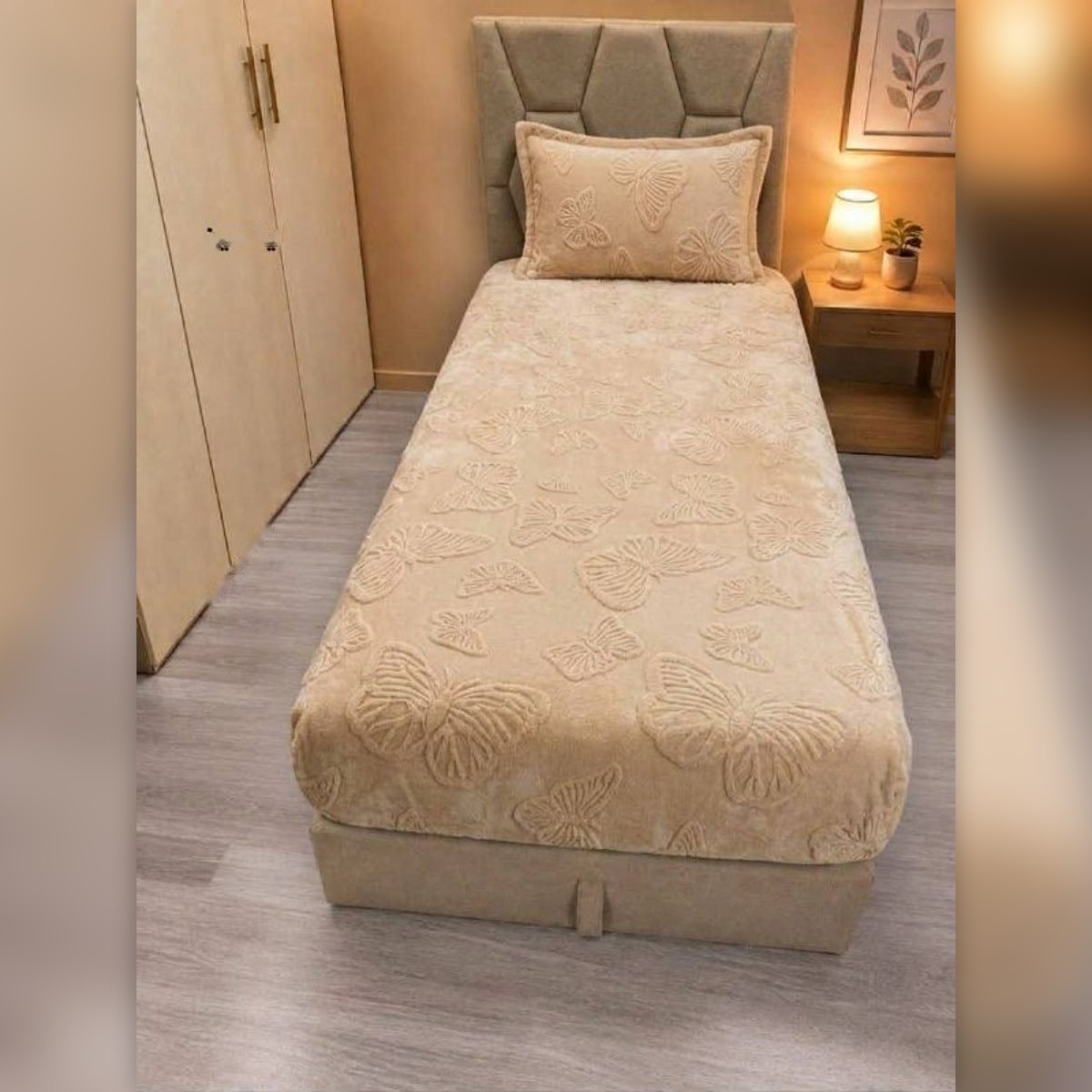 Drap-housse tricot motif papillon 1 place - ملاية تريكو بنقشة الفراشة لسرير فردي