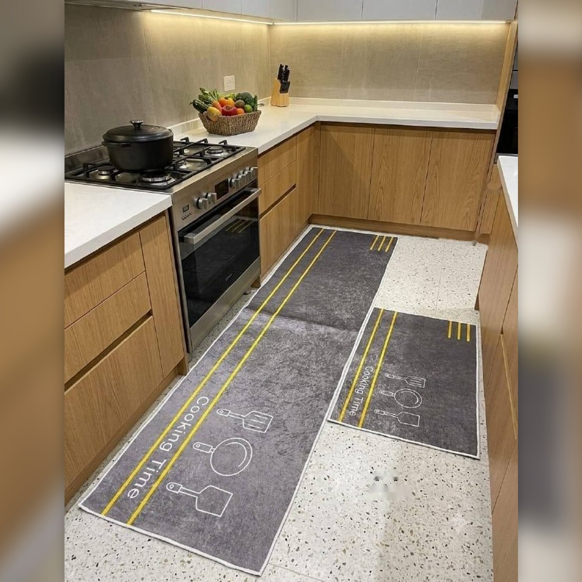 Tapis de cuisine anti-taches, lot de 2 - طابي كوزينة مضاد للبقع، قطعتان