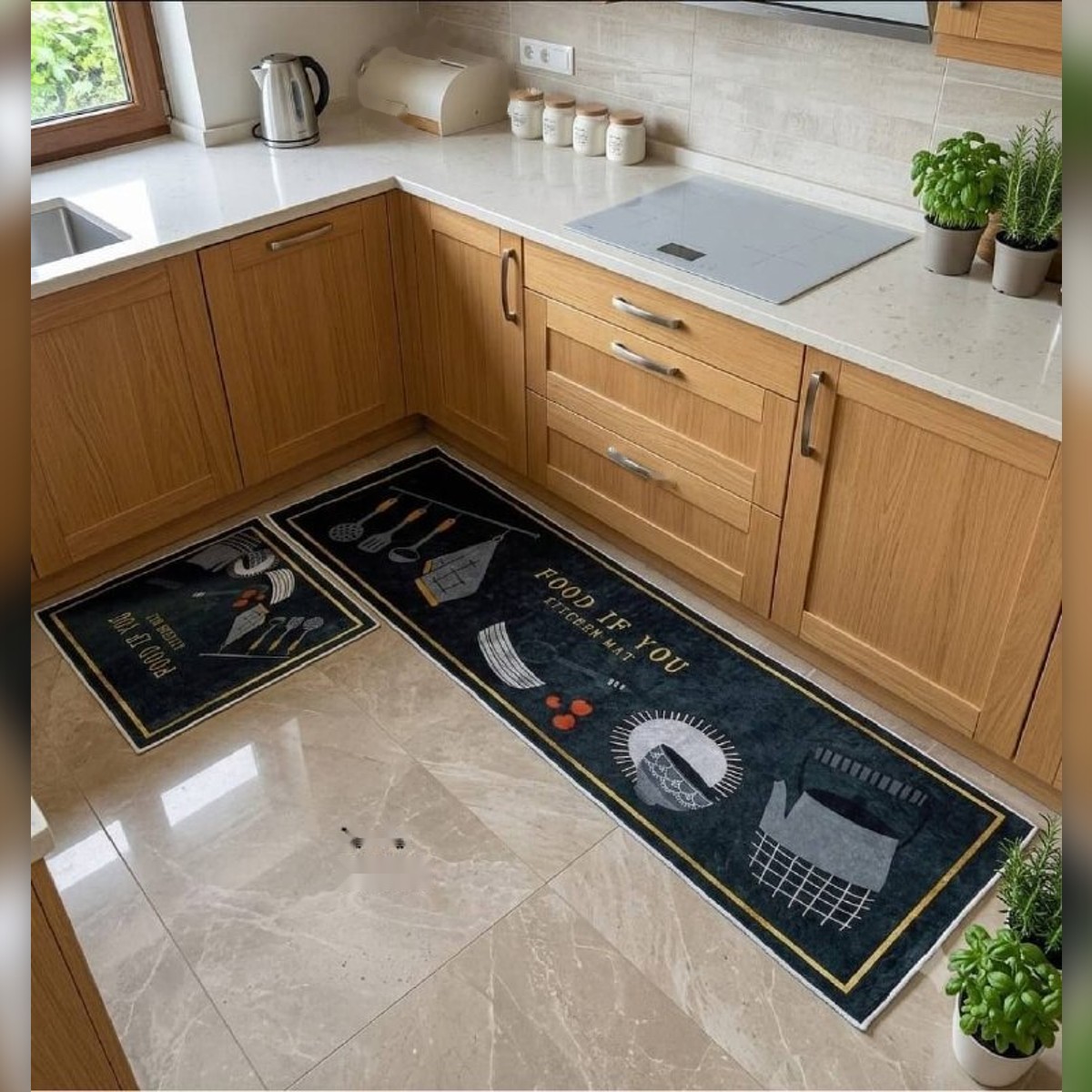 Tapis de cuisine anti-taches, lot de 2 - طابي كوزينة مضاد للبقع، قطعتان
