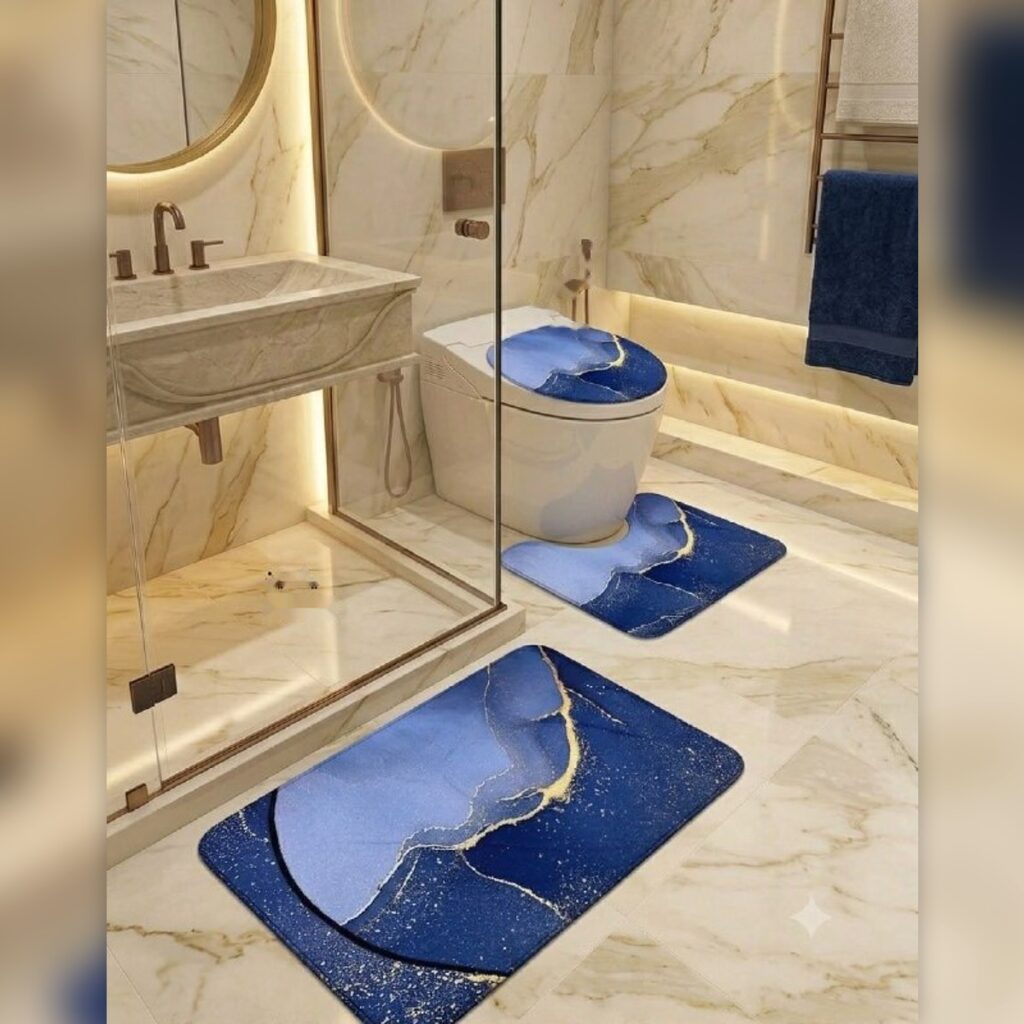Lot de 3 tapis de bain antidérapants - طقم طابي الحمام سيليكون 3 قطع