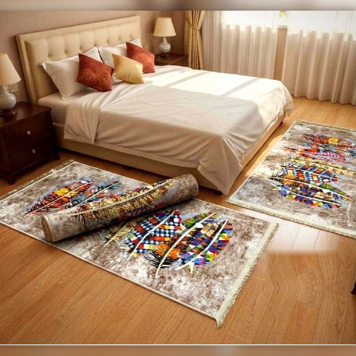 Tapis 3D pour chambre à coucher, lot de 3 Modèle 4 - زرابي 3D لبيت النعاس 3 قطع