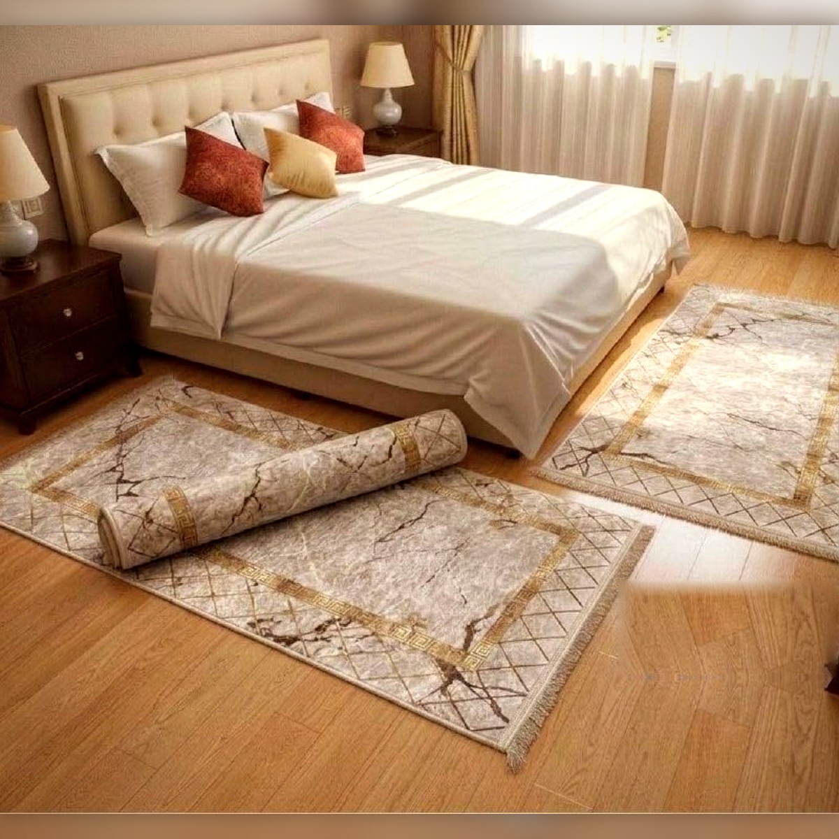 Tapis 3D pour chambre à coucher, lot de 3 Modèle 8 - زرابي 3D لبيت النعاس 3 قطع
