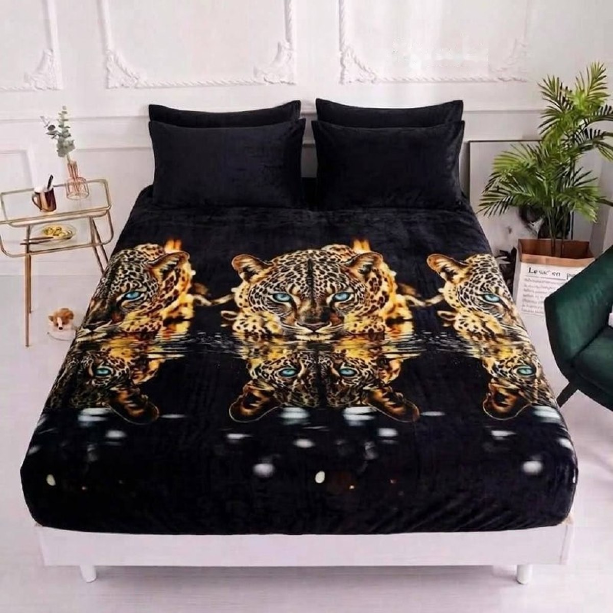 Parure de lit housse motif tigre, 3 pièces - مبرة النمر بلاستيك 3 قطع