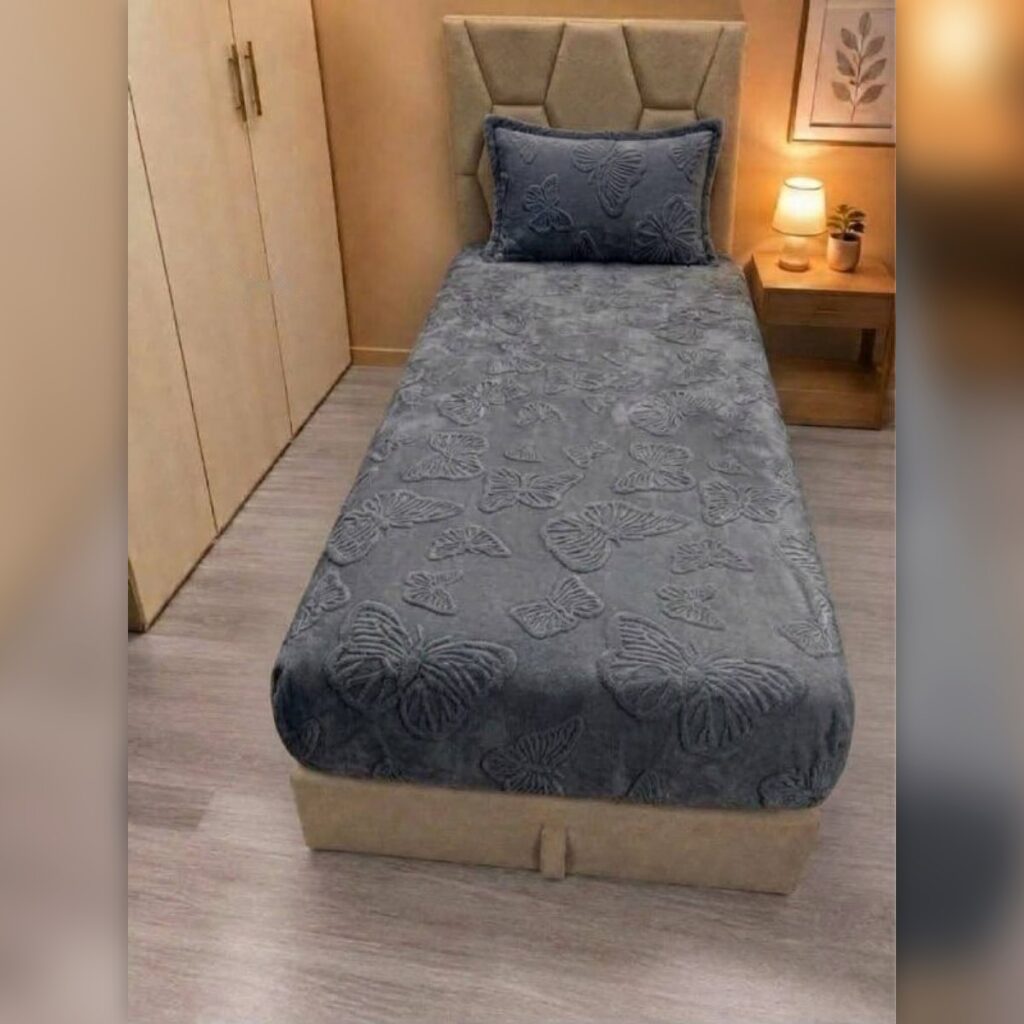 Drap-housse tricot motif papillon 1 place - ملاية تريكو بنقشة الفراشة لسرير فردي