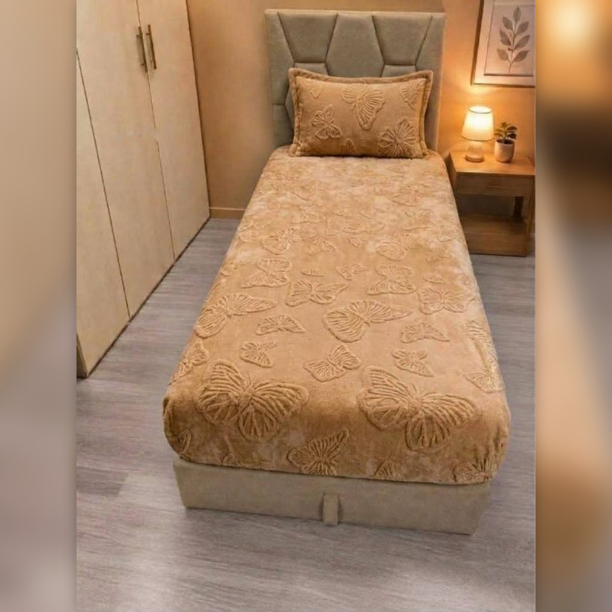 Drap-housse tricot motif papillon 1 place - ملاية تريكو بنقشة الفراشة لسرير فردي