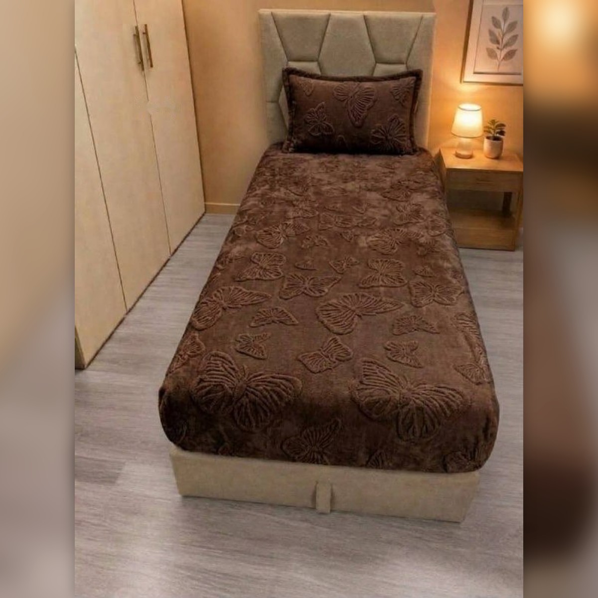 Drap-housse tricot motif papillon 1 place - ملاية تريكو بنقشة الفراشة لسرير فردي