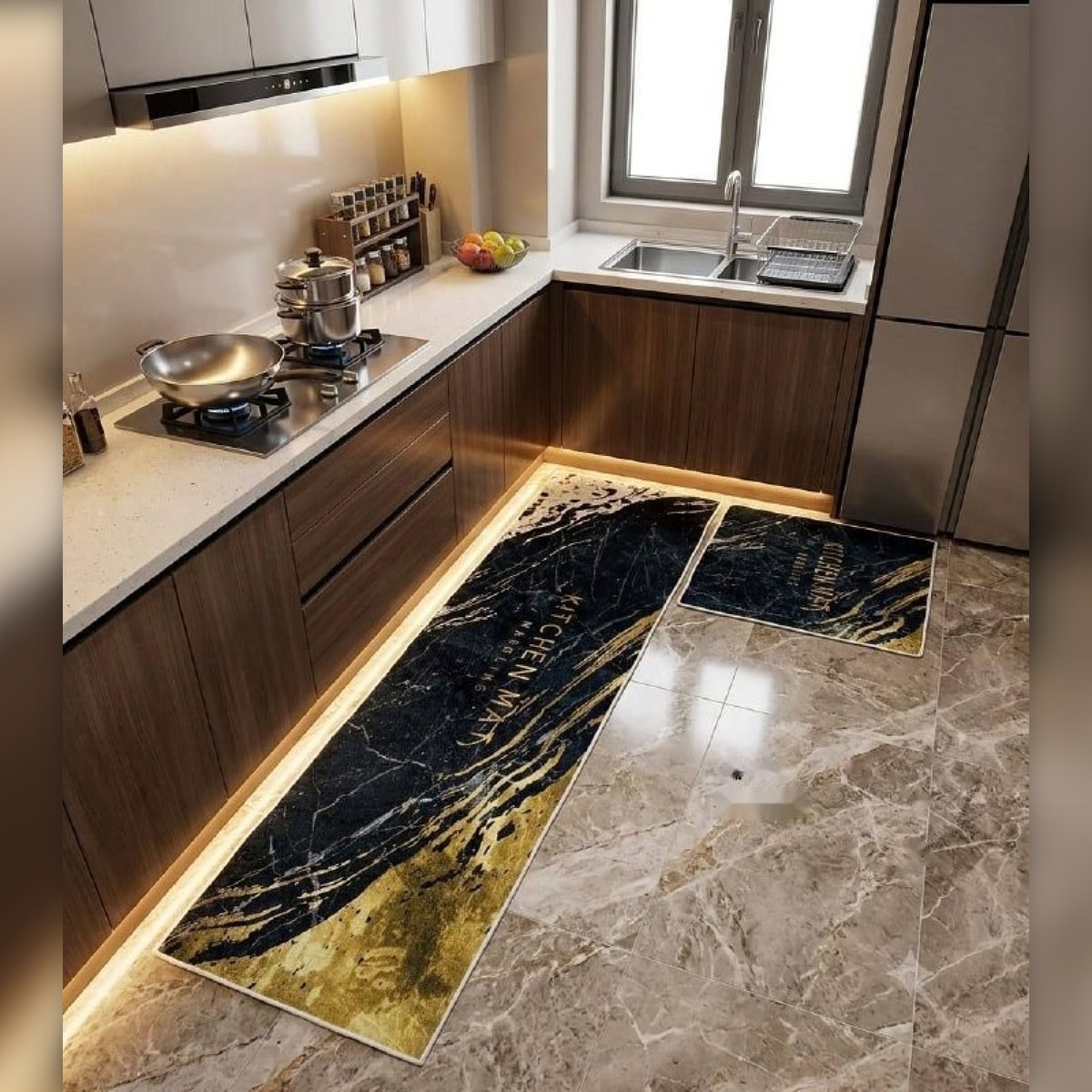 Tapis de cuisine anti-taches, lot de 2 - طابي كوزينة مضاد للبقع، قطعتان