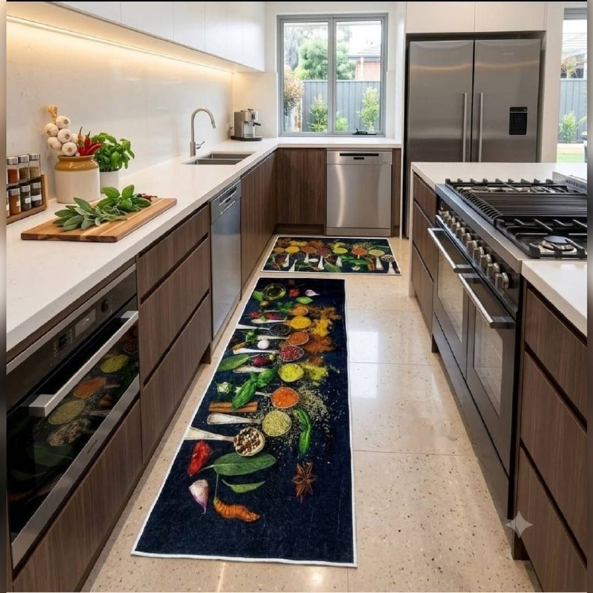 Tapis de cuisine anti-taches, lot de 2 - طابي كوزينة مضاد للبقع، قطعتان