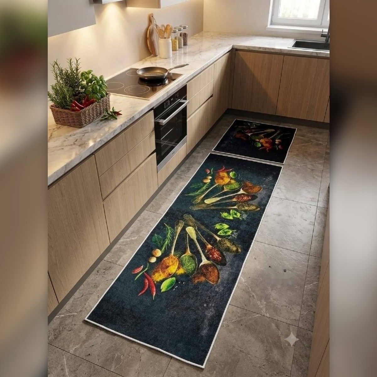 Tapis de cuisine anti-taches, lot de 2 - طابي كوزينة مضاد للبقع، قطعتان