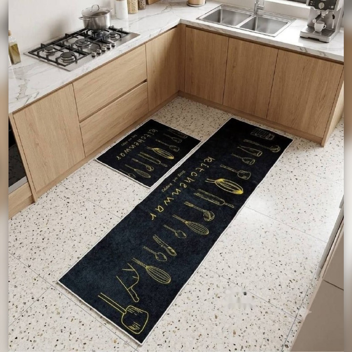 Tapis de cuisine anti-taches, lot de 2 - طابي كوزينة مضاد للبقع، قطعتان