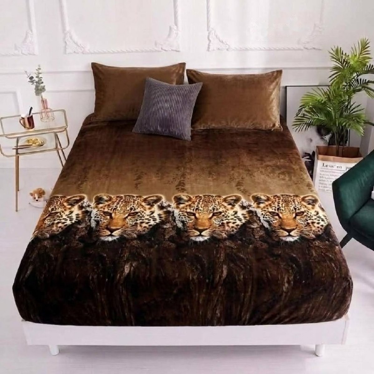 Parure de lit housse motif tigre, 3 pièces - مبرة النمر بلاستيك 3 قطع