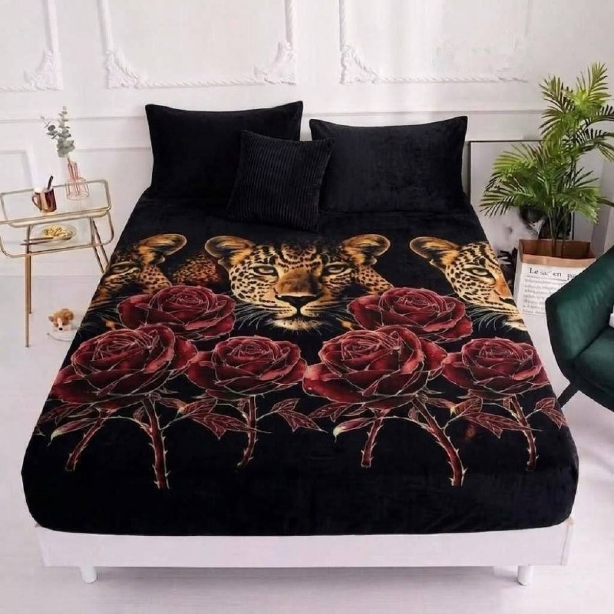 Parure de lit housse motif tigre, 3 pièces - مبرة النمر بلاستيك 3 قطع